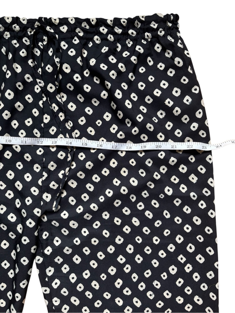 Drawstring Paperbag Waist Black and White Geometric Abstract Loose Fit Pants - Picture 5 of 8